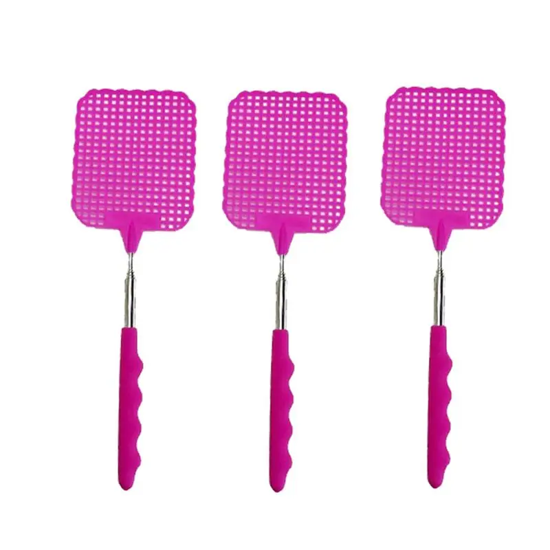 Y42A-3X Flyswatter Fly Tapper Mosquito Insects Swatter Telescopic Up To 73 Cm Pink