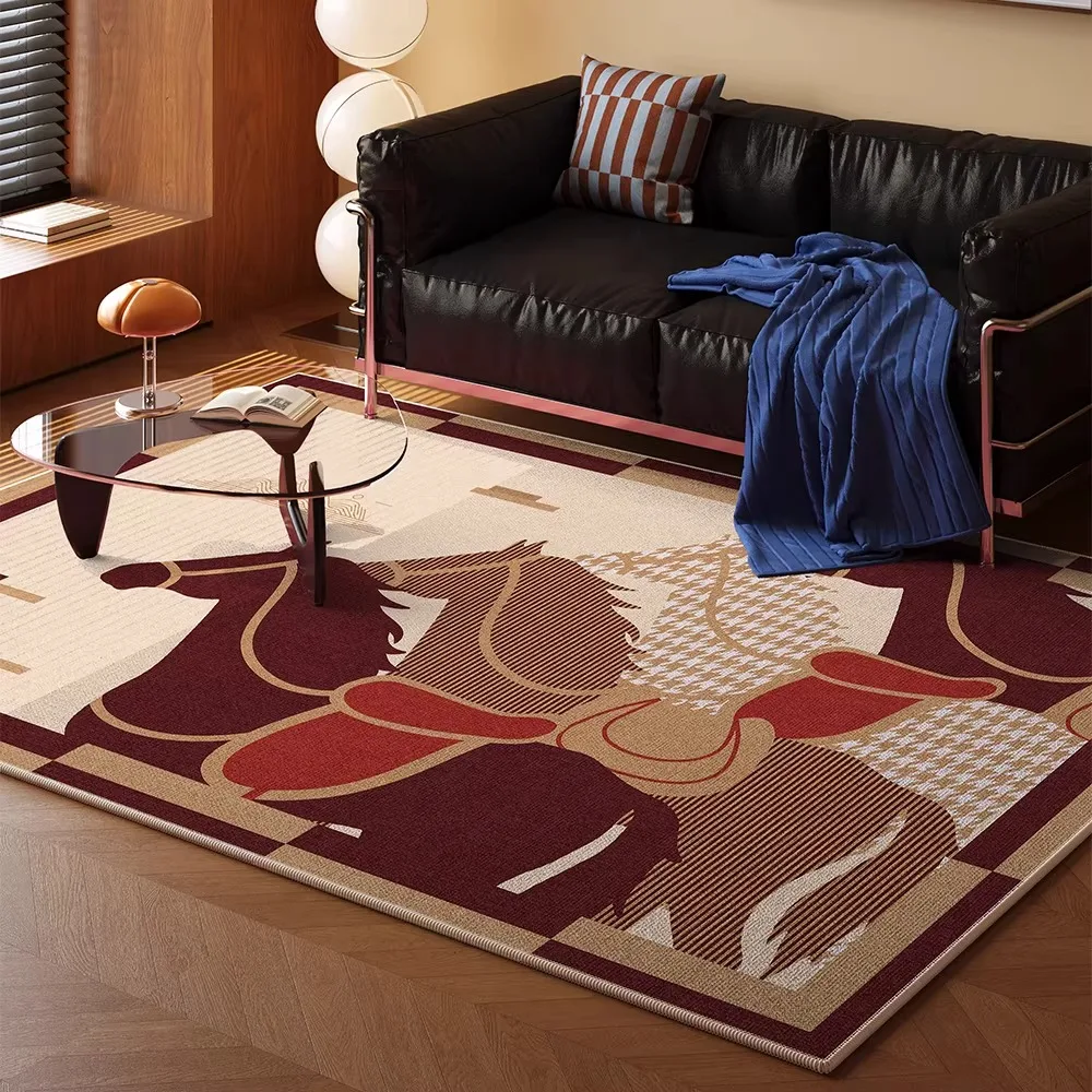 

Retro Large Area Carpet for Living Room Nordic Horse Plaid Light Luxury Rug Home Decoration Rugs for Bedroom Floor Mat 카페트 거실 대형