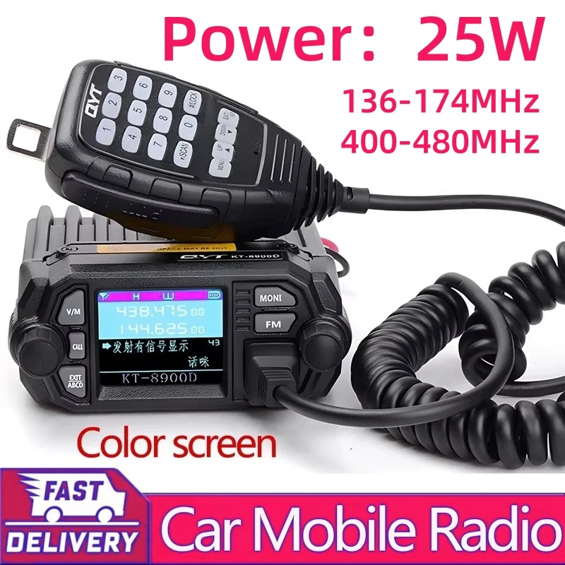 

QYT KT-8900D VHF/UHF 136-174/400-480MHz 25-Watt Walkie Talkie Dual Band Quad Watch Car MINI Mobile Radio