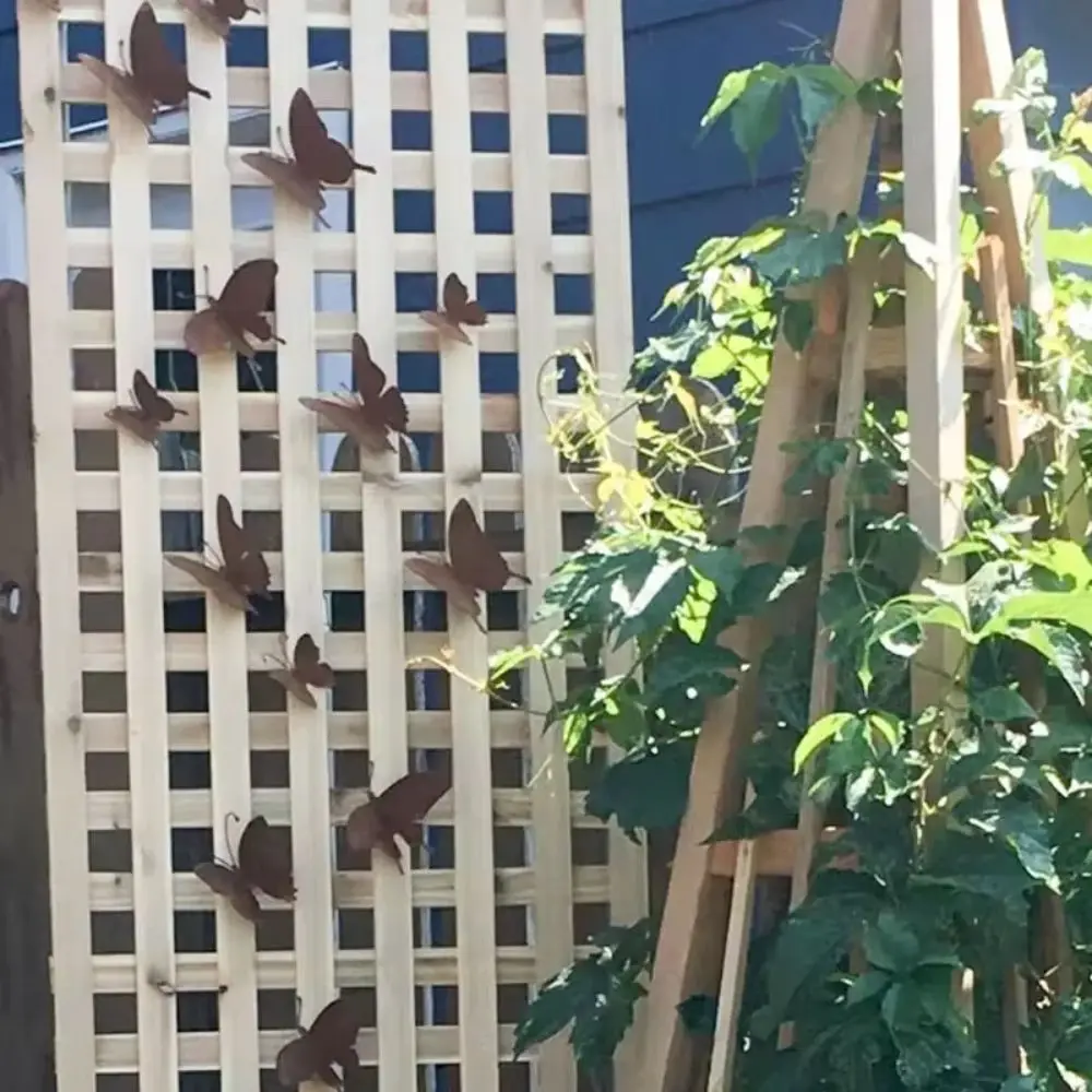 15 Pcs Creative Yard Decoration Rusty Metal Butterfly Home Outdoor Wall Art Rustic Garden Fence