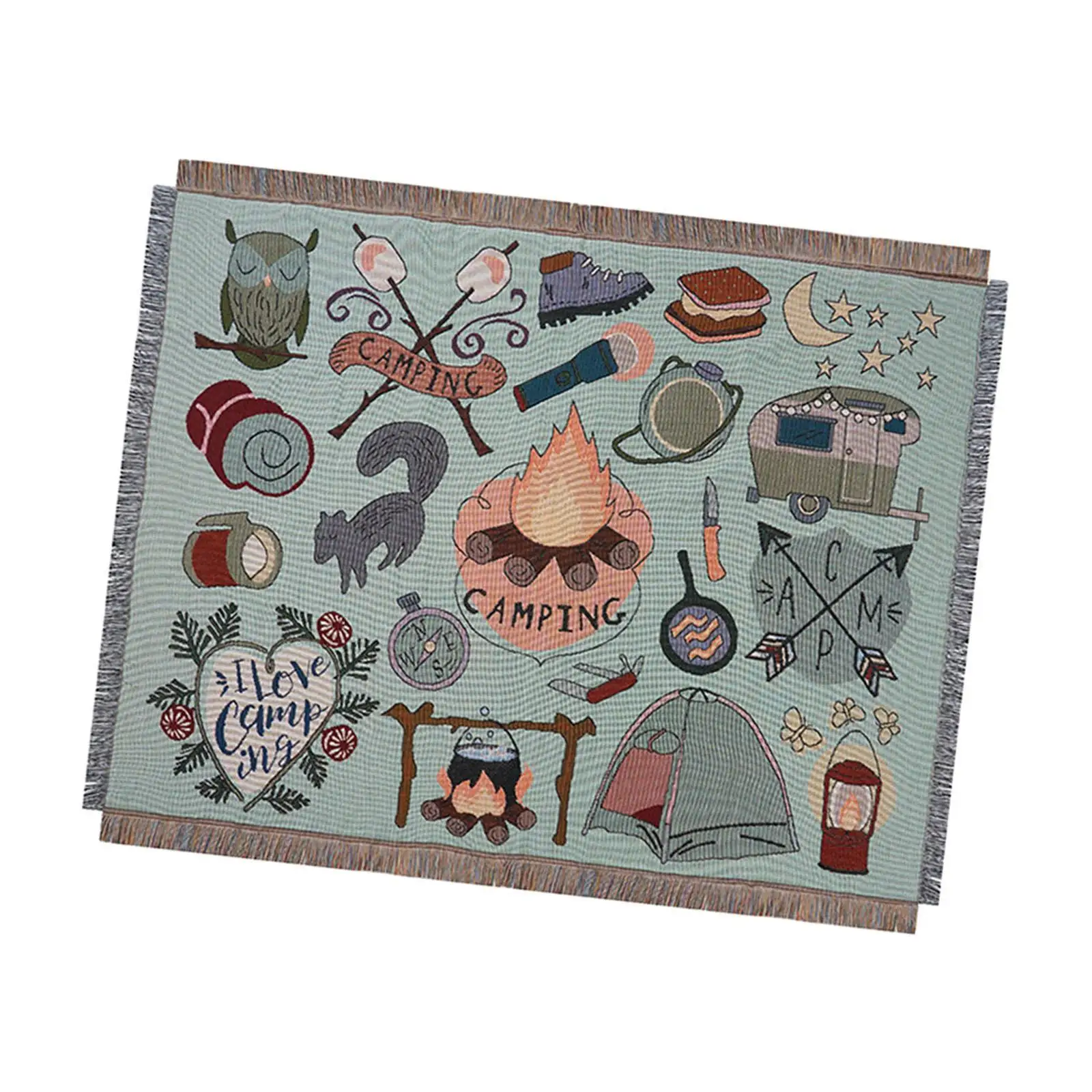 Decorative Outdoor Picnic Blanket Camping Mat Bohemian Summer Beach Throw for Travel Park Lawn Portable Polyester Blanket Gift