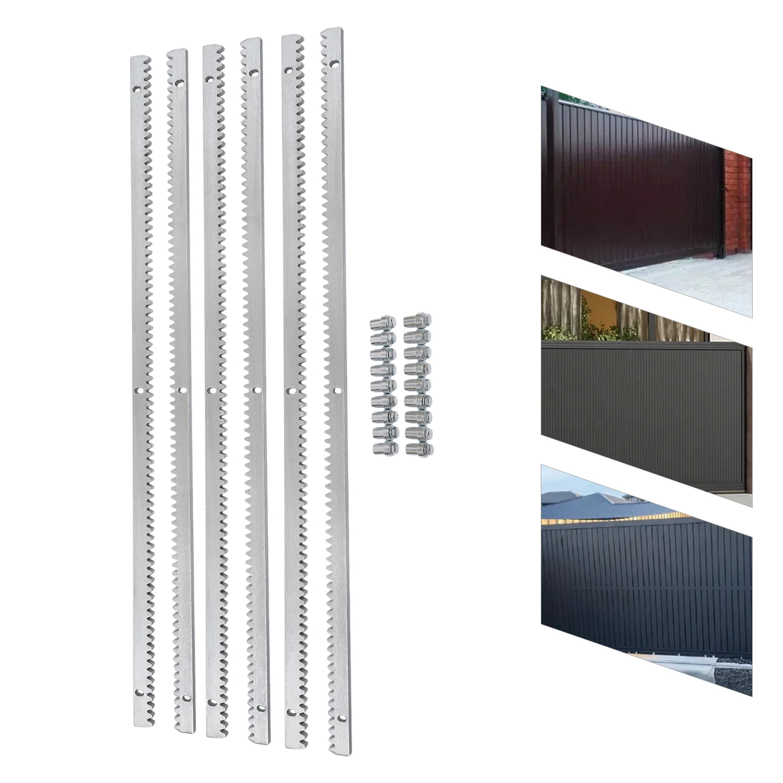 Sliding Door Gear Rack Set - 6 Steel Galvanized Pieces, 19.68ft Total, 4 Module, 0.47in Thick, Fits Most Sliding Door Motors