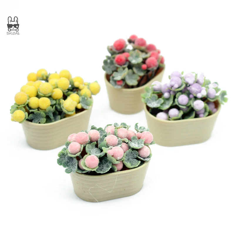 

1/12 Dollhouse Simulation Flower Plant Potted Dollhouse Mini Home Decoration Dolls House Micro Landscape Plant Accessories