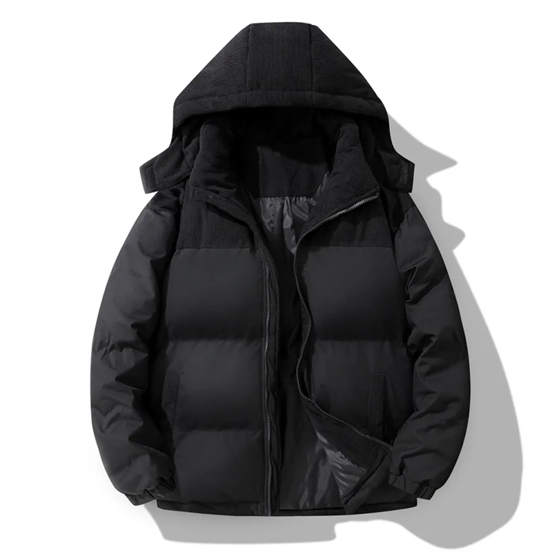 

Clothes Men's and Women's Hooded Winter Windproof Thickened Clothes Couple Sports Clothes Bread Loose Splicing Padded Jacket