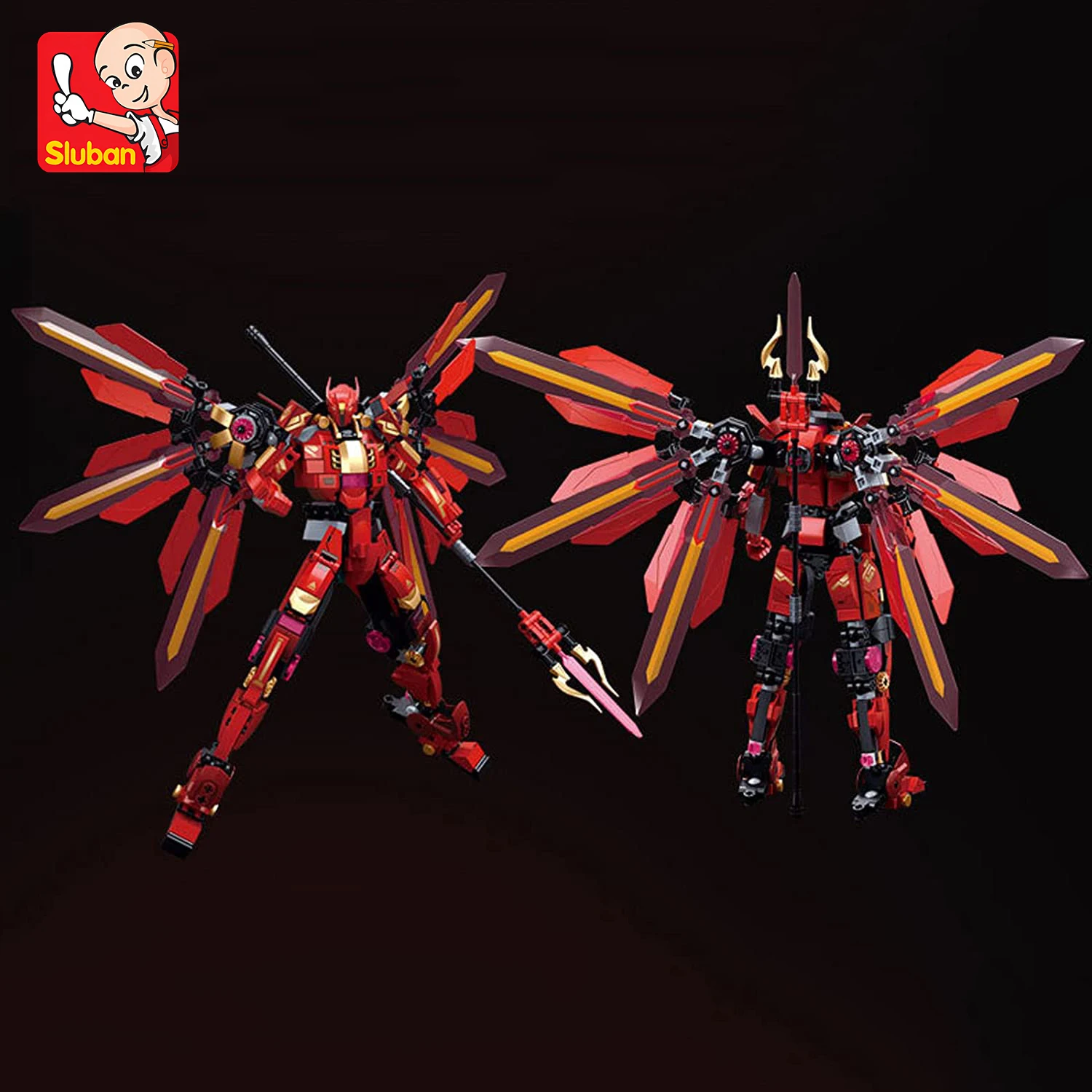 511pcs Sluban Red Halberd Warrior Robot Building Blocks Toys, Battle Robot Assembling Educational Toys,Gifts For Children (NoBox