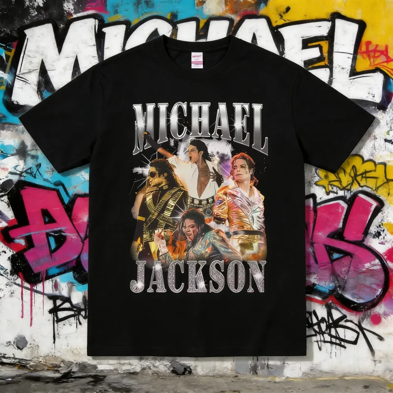 

2025Summer Classic Vintage Michael Jackson Graphic Men Women Clothing Fashion Retro Gothic Rock 100% Pure Cotton Printed T-shirt