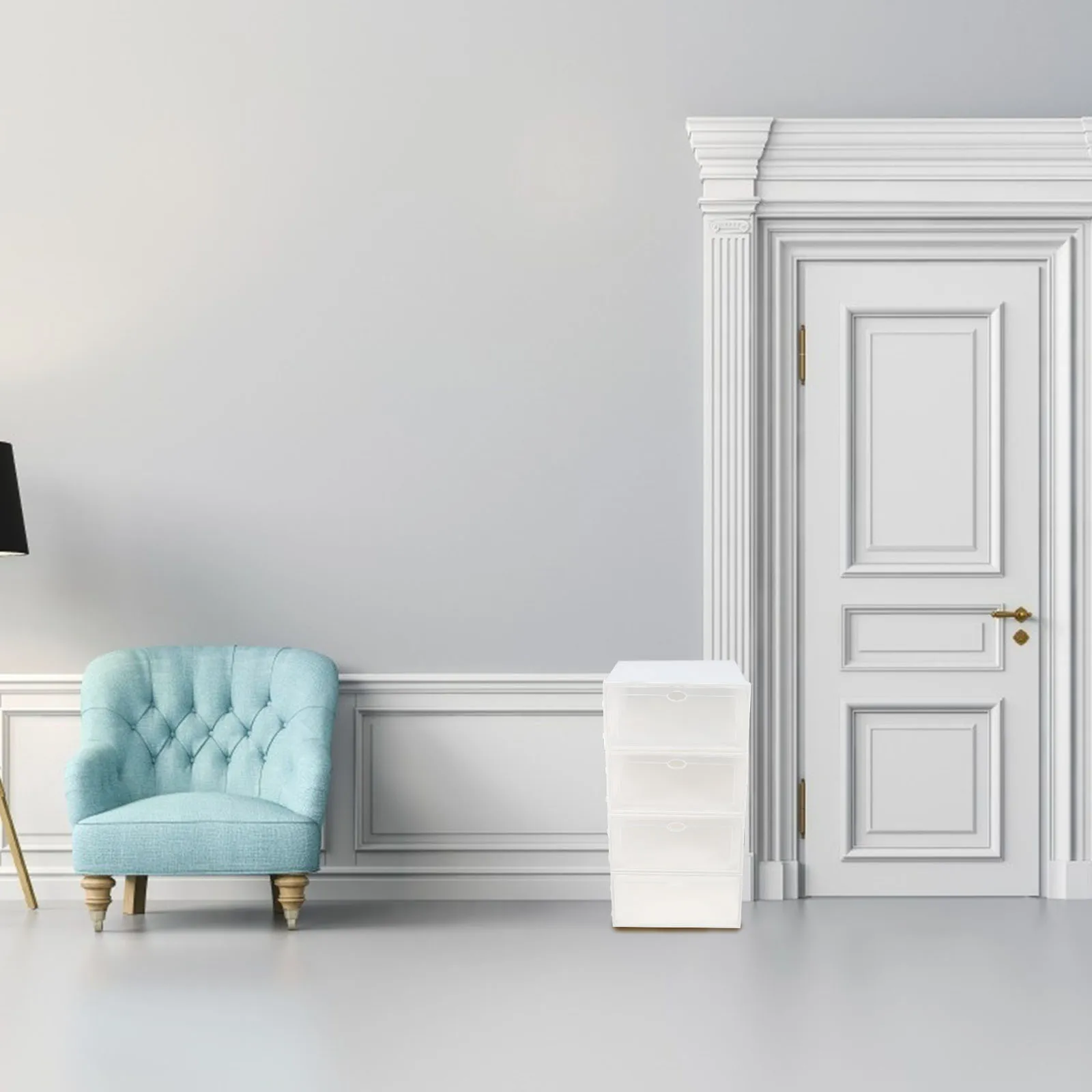 

4Pcs Thickened Shoes Holding Box Waterproof Simple Design Good Load Bearing Capacity Space Saving Case Shoes Box