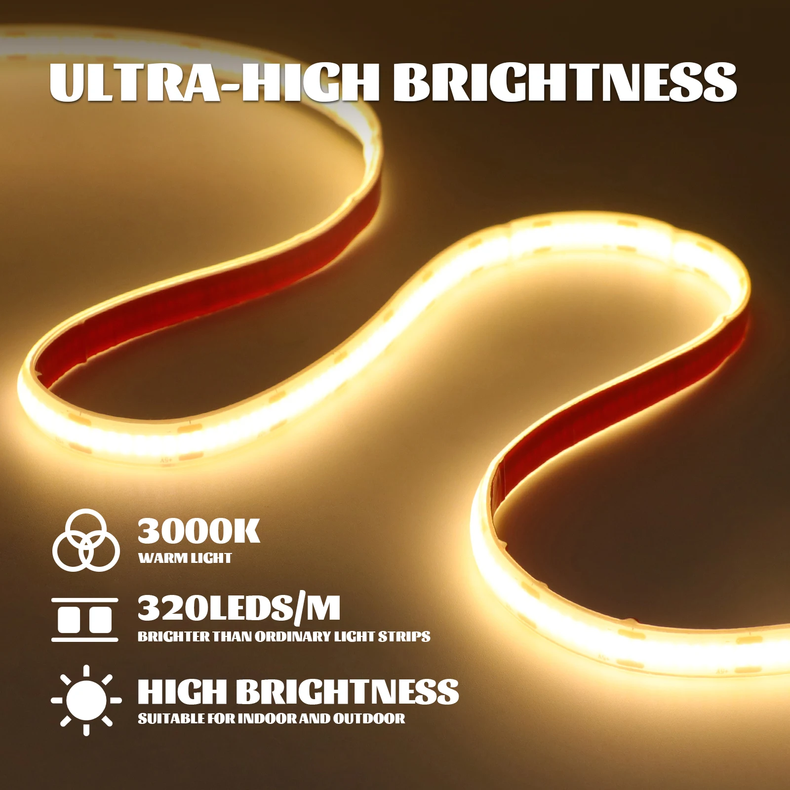 IP68 Waterproof USB COB Strip Lights DC5V 320Leds/M High Brightness Flexible Led Tape Ribbon for Room Outdoor 3000K 4000K 6000K