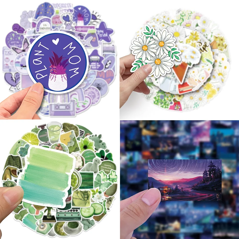 10/30/50PCS Small Fresh Stickers Creative Summer Green Graffiti Notebook Phone Helmet Skateboard Water Cup Decoration Wholesale