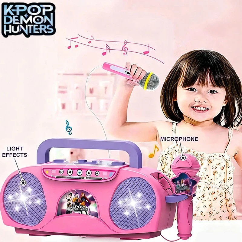 Kpop デーモンミュージックマイク子供用おもちゃライト付きマイクで曲を演奏できるおもちゃハロウィンやクリスマスのギフト子供向け