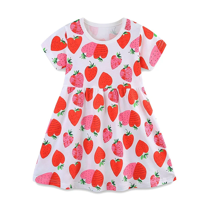 2-7T New Arrival Strawberry Princess Dresses Summer Girls Party Dress Birthday Kids  School Children Clothing Toddler Dresses