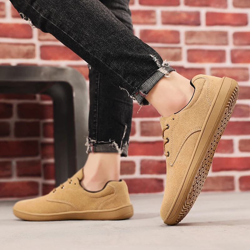 Men's Casual Shoes Wide Toe Box Lace-Up Flat Sole Daily Street Walking Shoes Sneakers