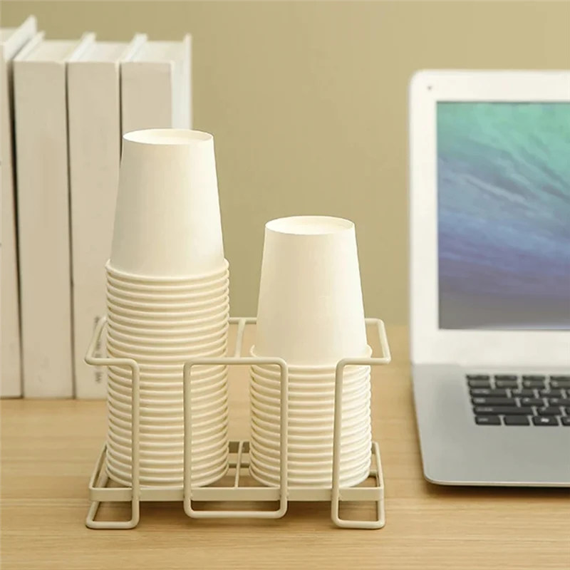 Portavasos de papel, recolector de vasos desechable, suelo de almacenamiento de hierro, portavasos de té y café para el hogar, se puede utilizar para vasos de vidrio-[Qahk]