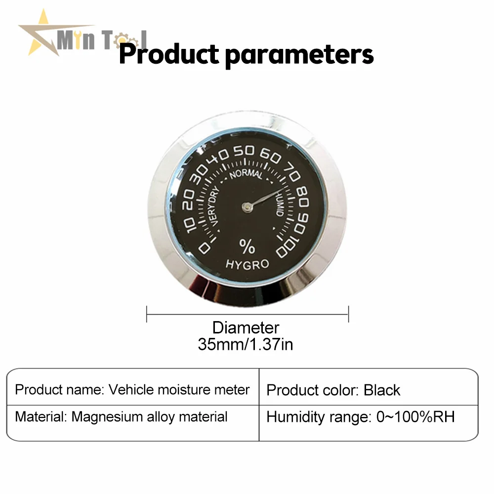 Mini Thermometer Hygrometer No Battery Analog 58mm Car Temperature Gauge with Double-sided Sticker Mini Thermometer For Car Tool