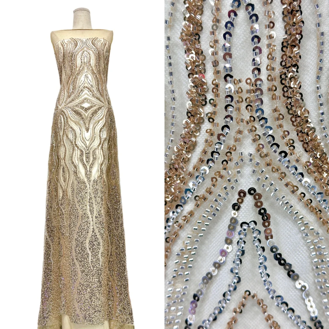 

Новейшая африканская кружевная ткань с бисером 2026 года, нигерийское французское кружево с пайетками, тяжелое кружево для свадебных и праздничных платьев, 5 ярдов