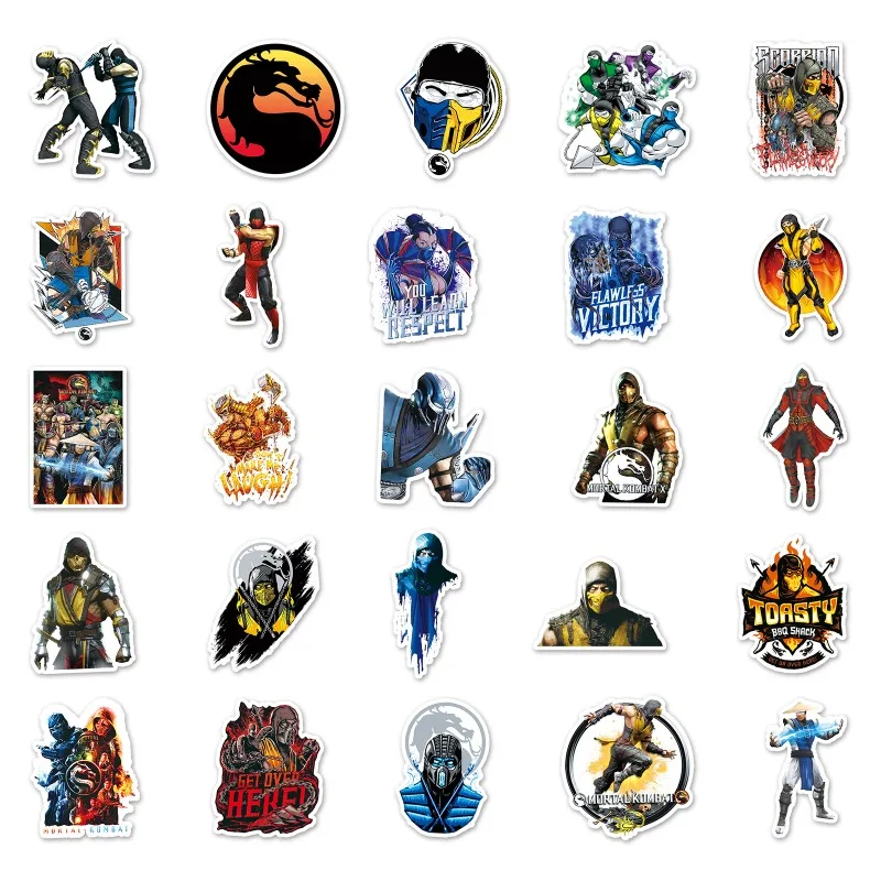 50pcs Mortal Kombat Game Stickers Suitcase Water Cup Stationery Mobile Phone Car Scooter Laptop Refrigerator Decoration