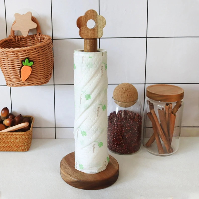 Paper Towel Stand Punch-Free Free Standing Movable Flower-Shaped Bathroom-A27R
