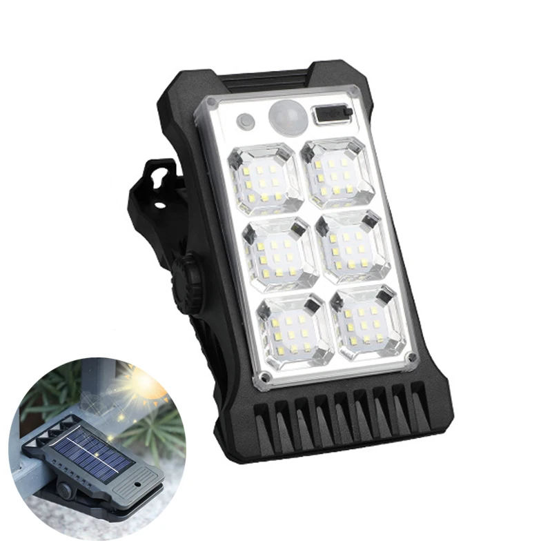 Outdoor Portable Solar Clip Light Waterproof PIR Motion Sensor Courtyard Garden Fence Lamp Patio Home Camping COB LED Wall Light