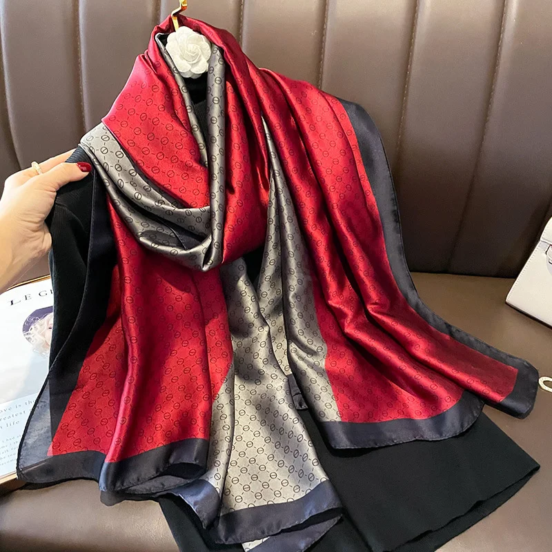 180*90cm Luxury Brand Women Summer Silk Scarves Shawl Lady Wrap Soft Female Europe Designer Beach Bandanna foulard muffler pareo