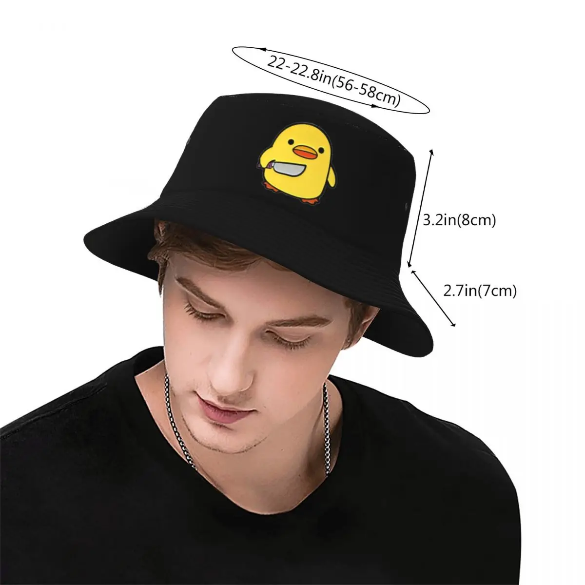 Duck With Knife Bucket Hat for Women Men Summer Funny Duck Sun Hats Unique Design Packable for Outdoor Bob Panama Hat