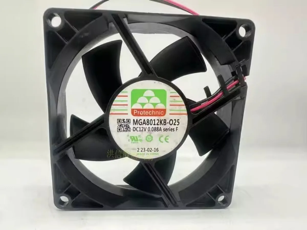 For Protechnic MGA8012KB-O25 8025 DC12V 0.088A 8CM 2-Wire Silent Cooling Fan