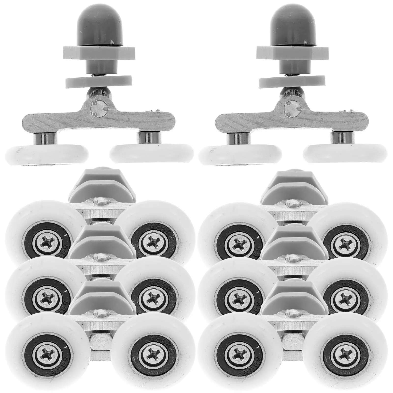 

8 шт. пластиковые ролики для душевых дверей с двойными колесами, замена раздвижных ворот, плавные направляющие для стеклянных дверей