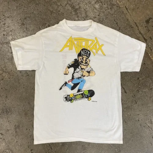 Маленькая белая Винтажная Футболка 1987 с длинным или коротким рукавом для скейта группы Anthrax от hirпондаки Kitano