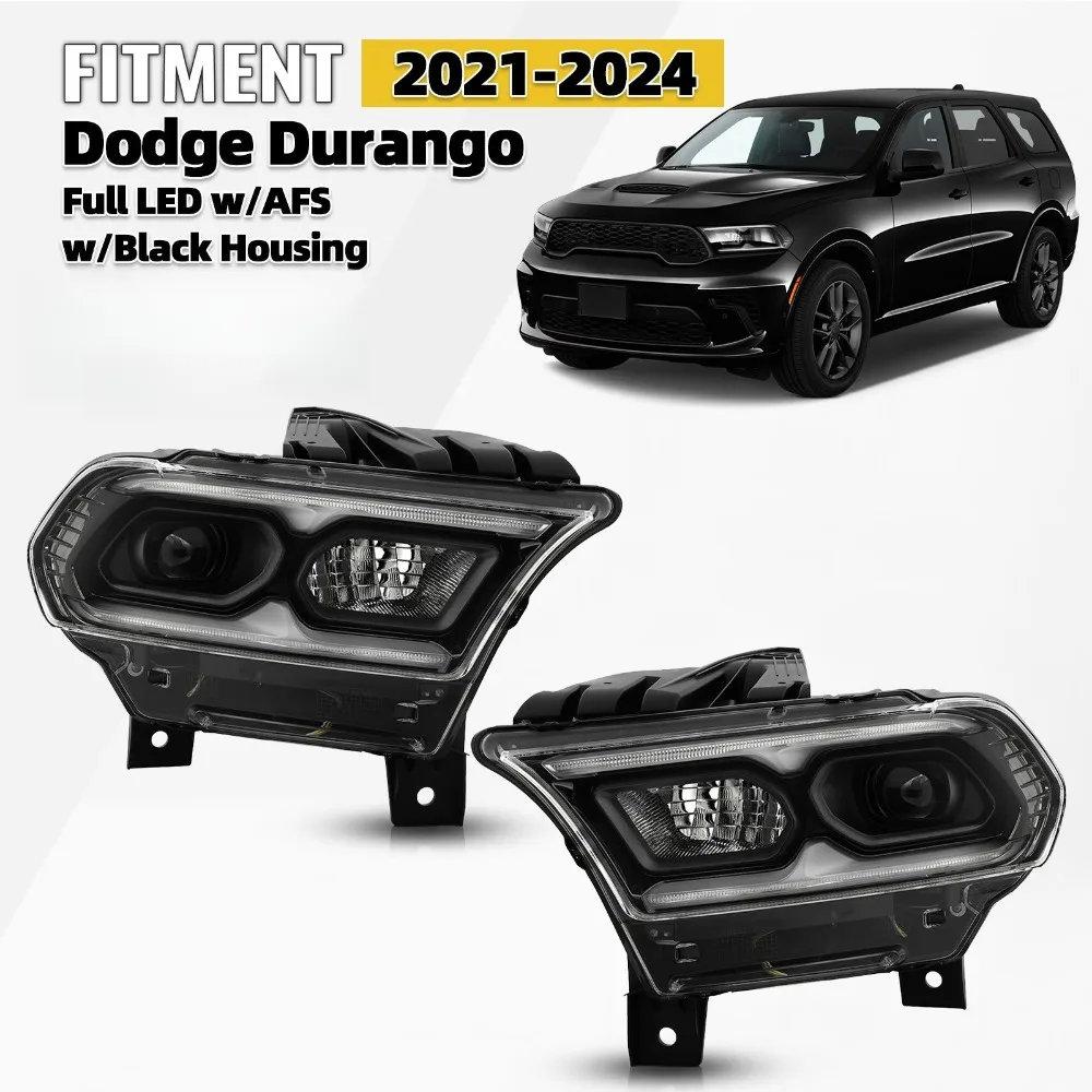 For 2021-2024 Dodge Durango Full LED Headlight w/ Auto Level Left+Right Pair