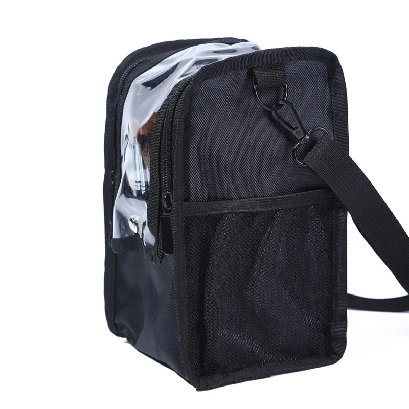 Trousse à cosmétiques multifonctionnelle en PU noir de grande capacité avec ceinture, trousse à pinceaux de maquillage, trousse de taille pour