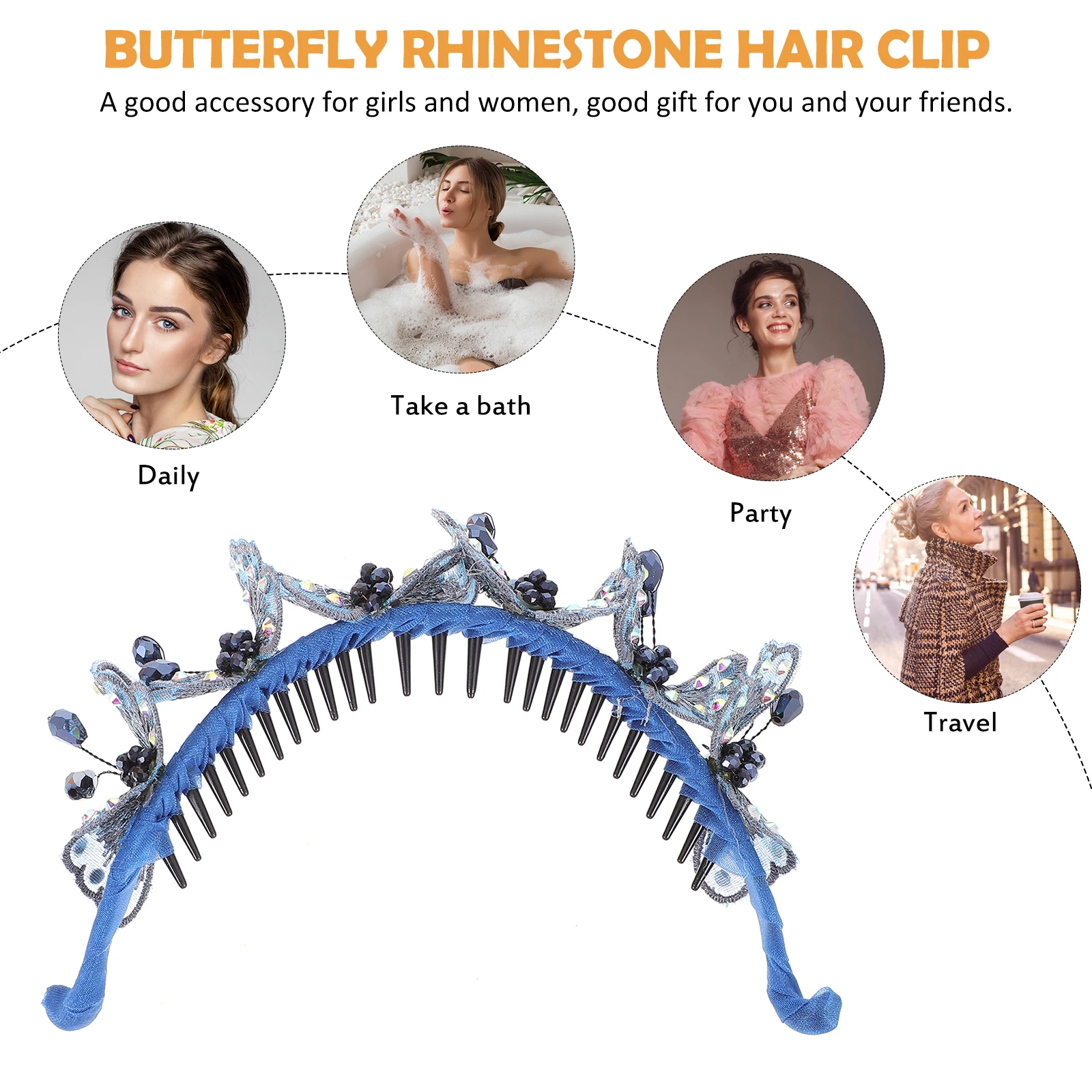 

Rhinestone Hair Clips Butterfly Crystal Hairpin For Women Handmade Woven Hair Accessories Large Sweet Hairgrip Creative