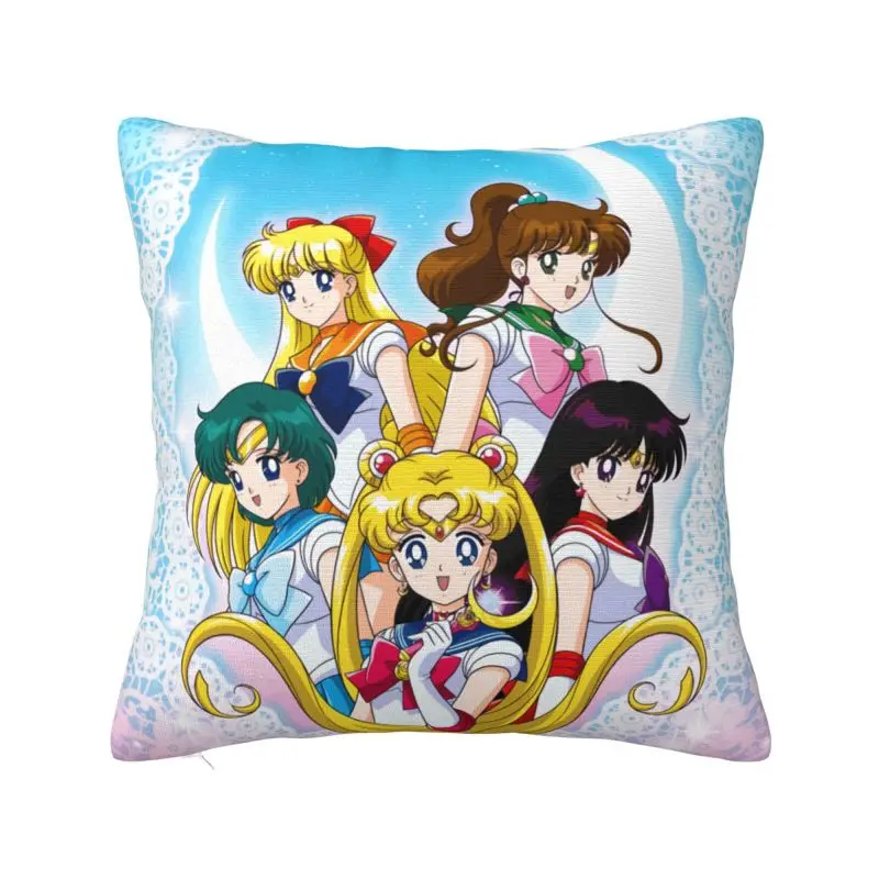 Japanese Anime Shojo Sailor Pillow Case 45x45cm Home Decoration Cartoon Moon Girl Modern Cushion Cover Soft Pillowcase