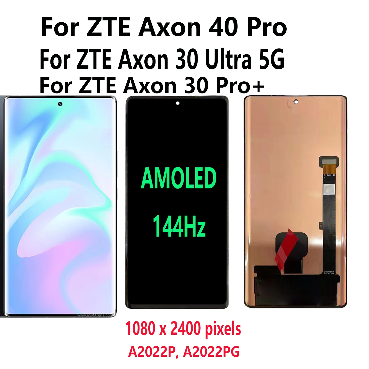 

AMOLED 144HZ LCD Dipslay Touch Screen Digitizer Glass Panel For ZTE Axon 30 Ultra A2022P A2022PG Axon 40 PRO