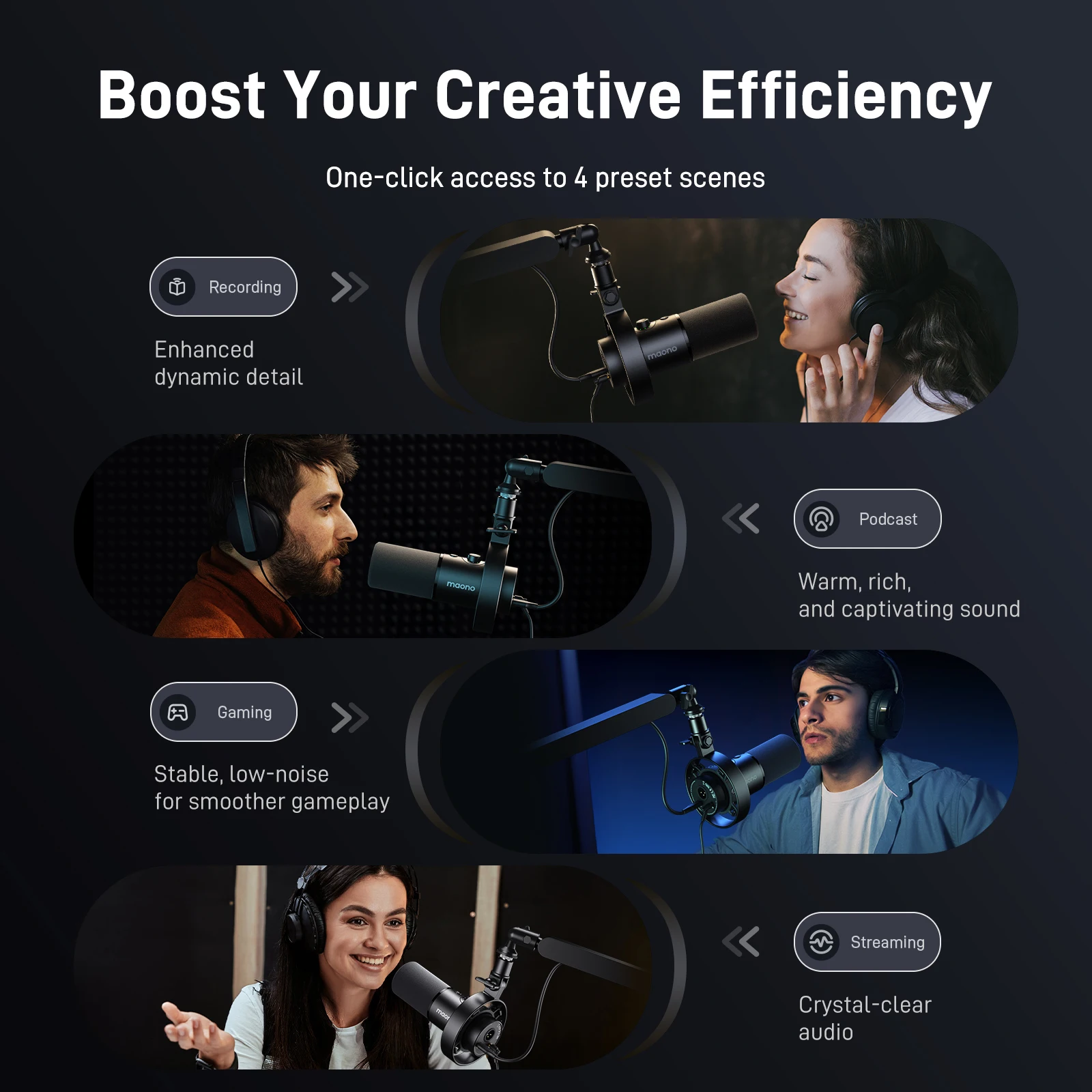 Maono PD300X Dynamic Microphone USB/XLR Dual Mode Professional Sound Quality Noise Reduction Recording Podcasting - Image 5
