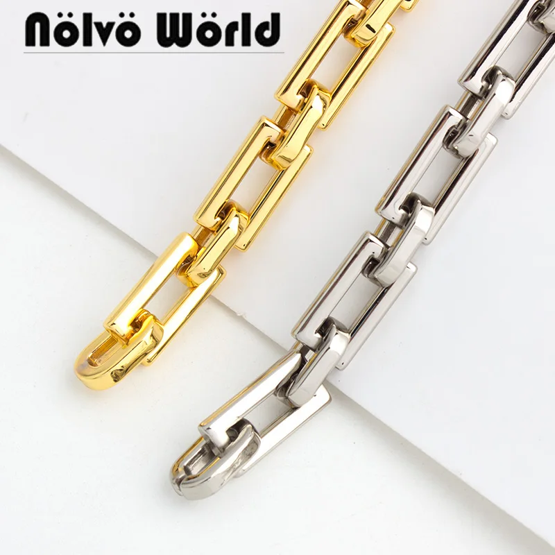 0.5-5meters 10mm Cast Solid Alloy K gold/Silver Rectangular Rings chain for Diy Luxury Bags Parts Straps