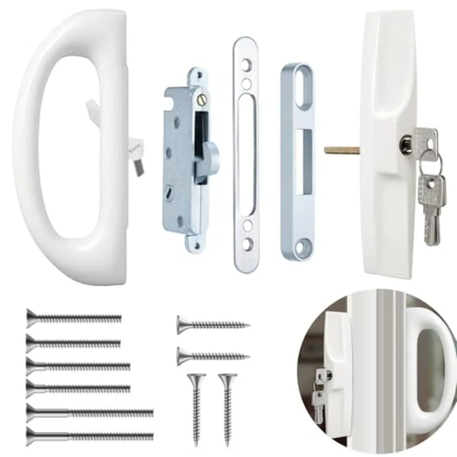 

Patio Sliding Door Handle Set with Mortise Lock Perfect Replacement Sliding Door Handle with Key Lock Fits Patio Doors Only Fit