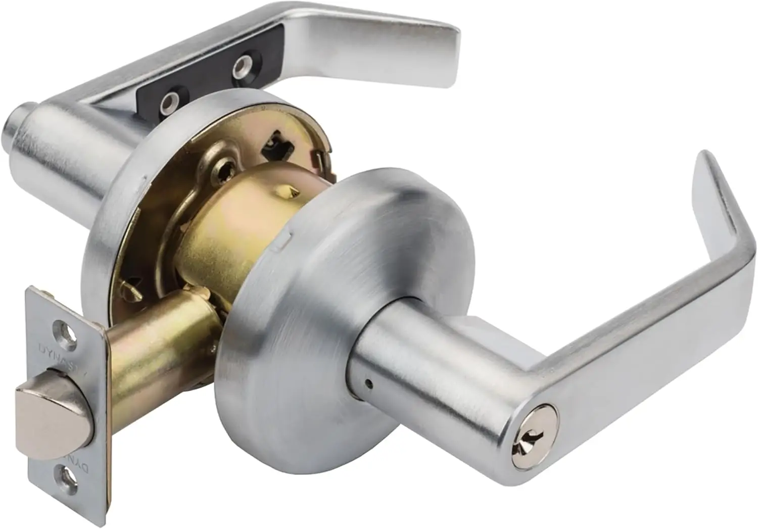 

Commercial Door Lock Keyed Lever Lockset, ADA Compliant, Light Duty Handle for Office Entry Warehouse, Satin Chrome Finish