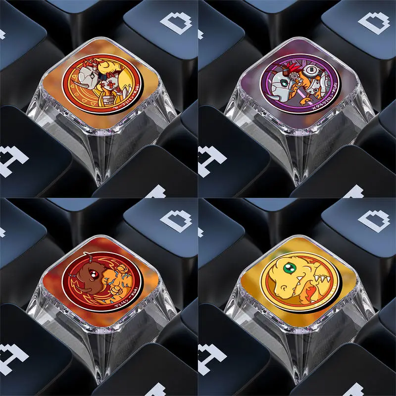 

Новая аниме-клавиатура Digimon: металлическая кастомная прозрачная кейкап-клавиша WarGreymon, Garurumon, Agumon для механической клавиатуры с перекрестной осью