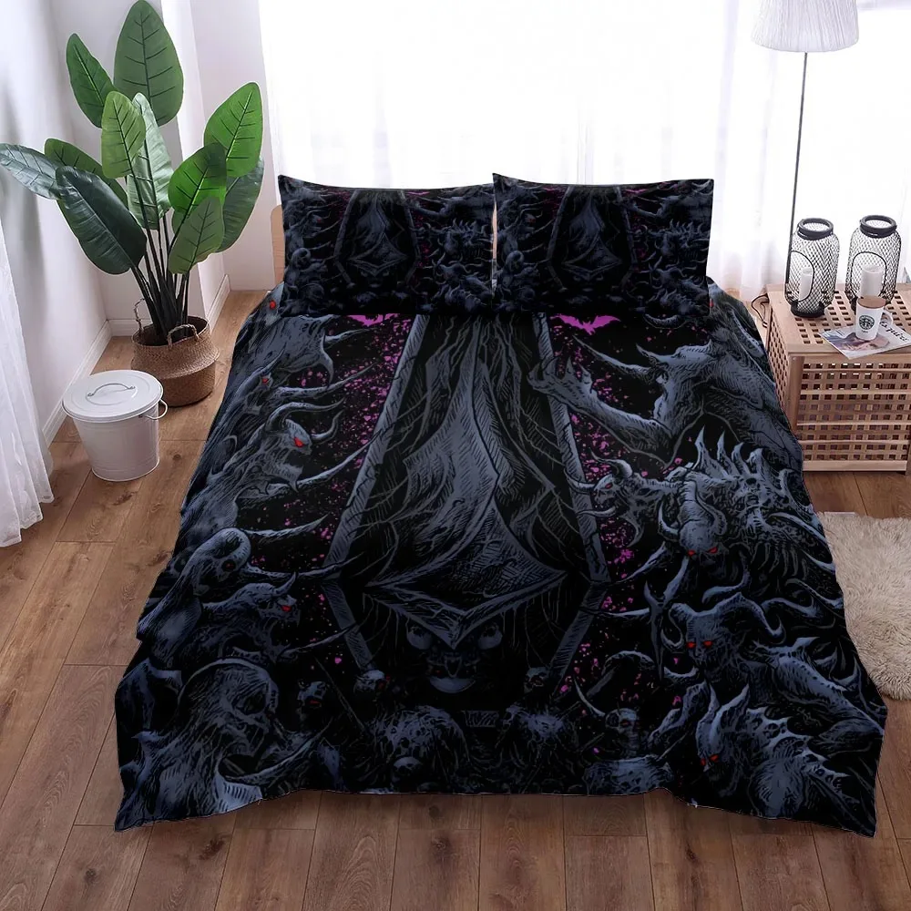 

Hand Painting Crow Skull Bedding Set Single Twin Double Queen King Cal King Size Bed Linen Set