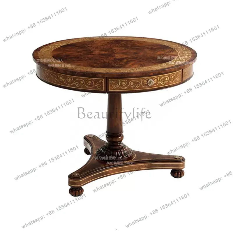 

English solid wood edge few mahogany inlaid shell living room sofa corner few