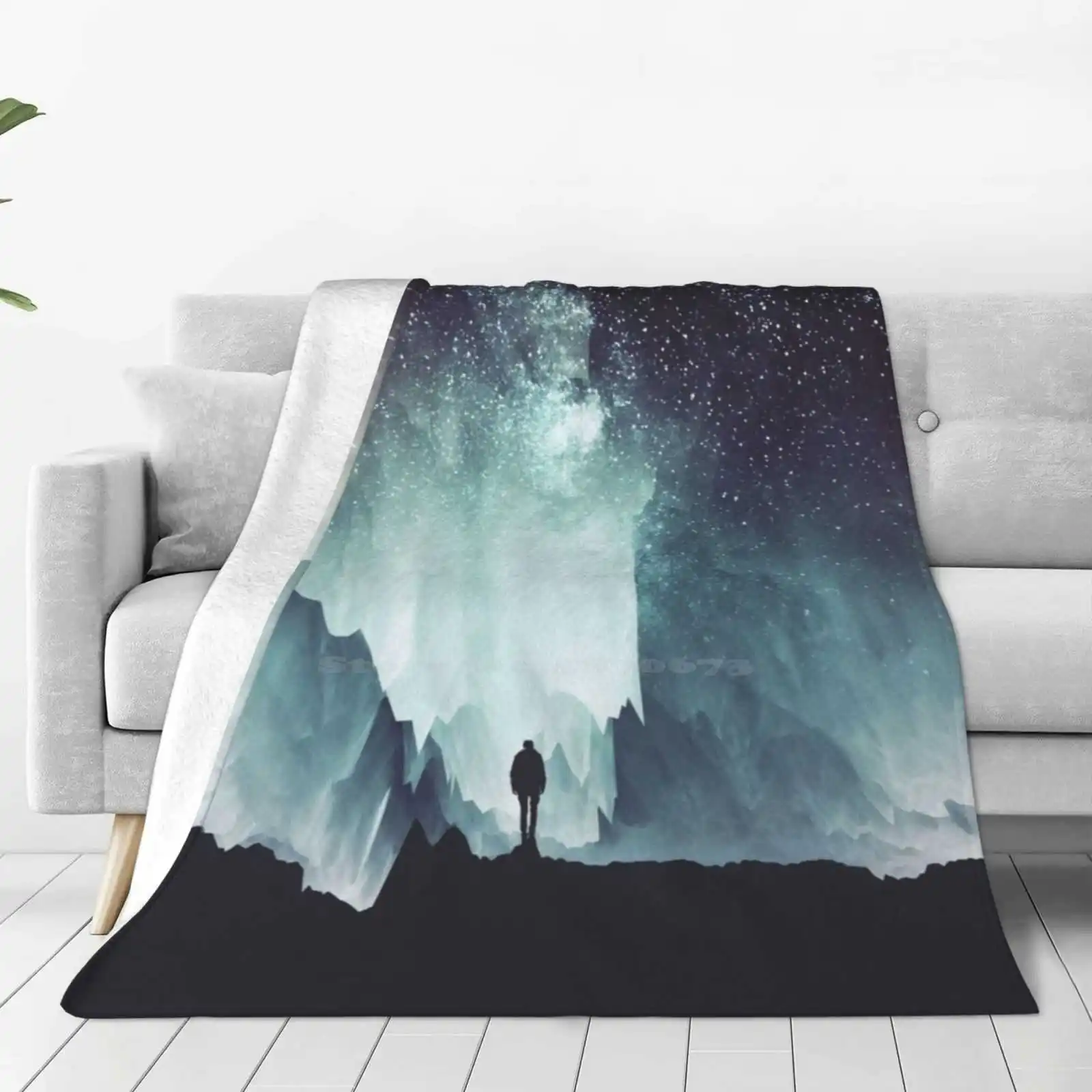 Northern Air Conditioning Soft Blanket Glitch Northern Ice Silhouette Surreal Landscape Nature Sky Stars Night Digital