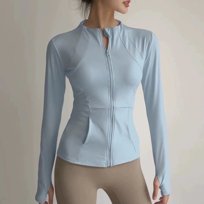 Damen Yoga Fitness Jacke, Slim Fit Professionelle Schnelltrocknende Jacke, Schlankmachende Sport-Langarmjacke für Yoga – Detail 4