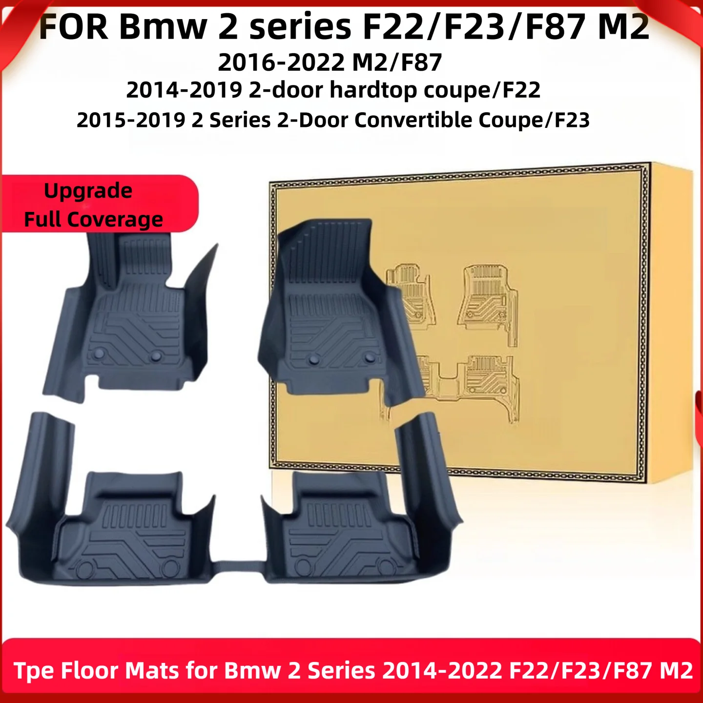 NEW TPE Floor Mats 5D For BMW 2 Series 2014-2022 F22/F23 /M2 F87 2-door coupe Full Coverage LHD ICEV Accessories
