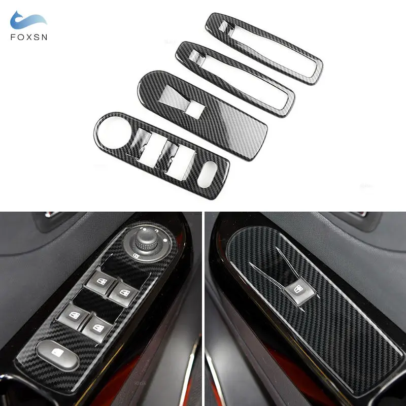 

Carbon Fiber Texture Car Styling Door Armrest Panel Window Switch Button Frame Cover Trim For Renault Clio 4 Clio4 2013-2016 LHD