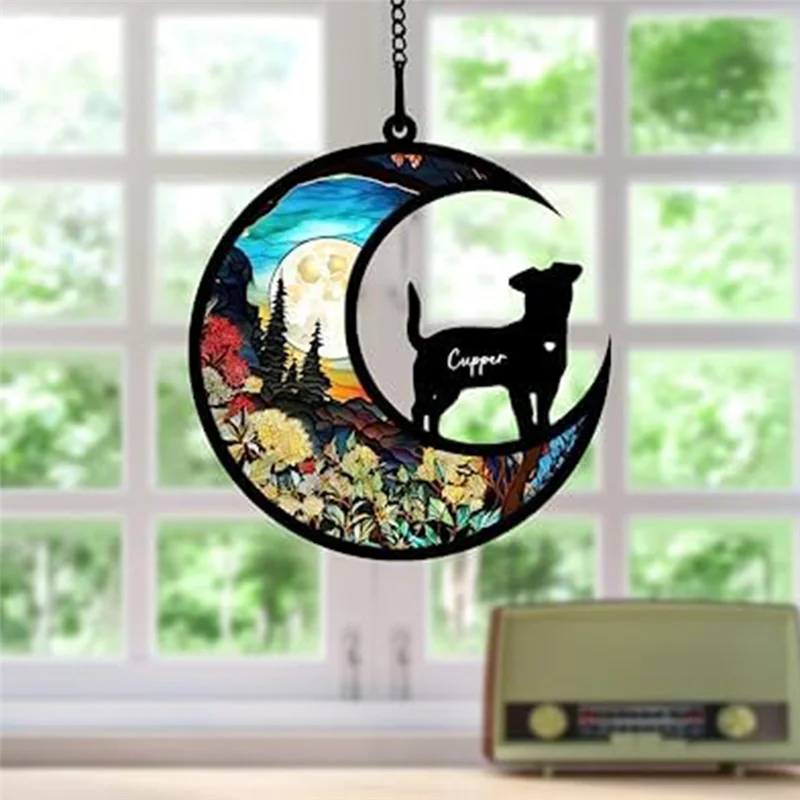 LICE-Cat Memorial Suncatcher, ส่วนบุคคลพร้อมชื่อวันที่ Cat Breeds Suncatcher, Pet Loss Suncatcher, Stained Acrylic Light Dura