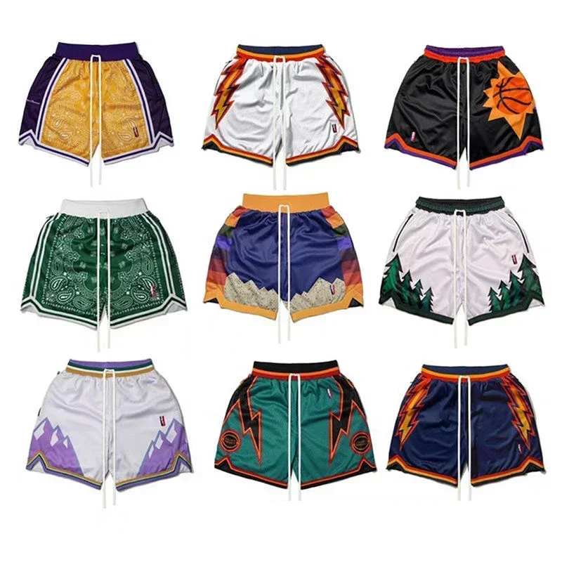 Basketball Shorts Men's Streetwear Training Short Pants Retro Embroidered Five Points Ball Shorts American Gym Shorts Plus Size