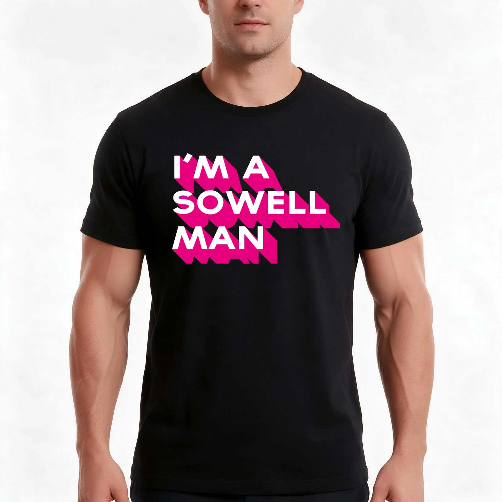 I'm A Sowell Man T-Shirt, Summer Casual Cotton Tee, Oversized Streetwear Tops, Vintage Graphic Print, Loose Fit Short Sleeve