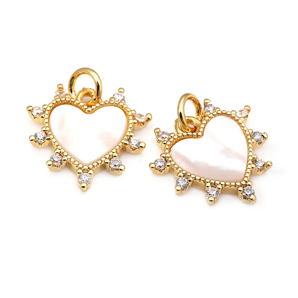 4PCS Brass Zircon Shell Heart Charms Pendants High Quality Necklace Earrings Diy Jewelry Accessories Rosediy official-website