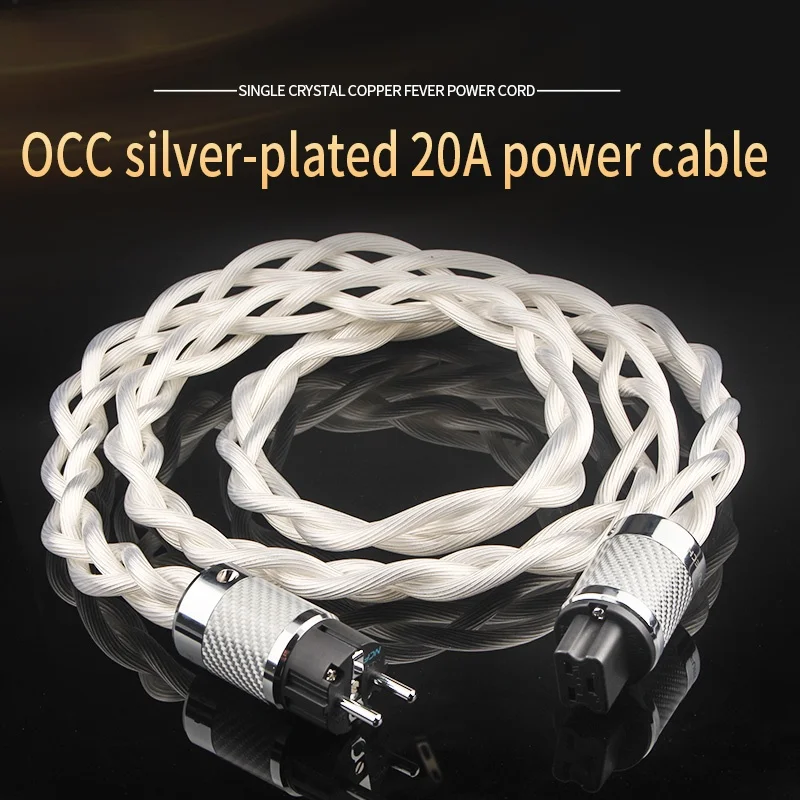 5N OCC Silver Plated HiFi Audio Power Cable C19 20A Plug Tail Audiophile AU/US/EU Plug Power Cord