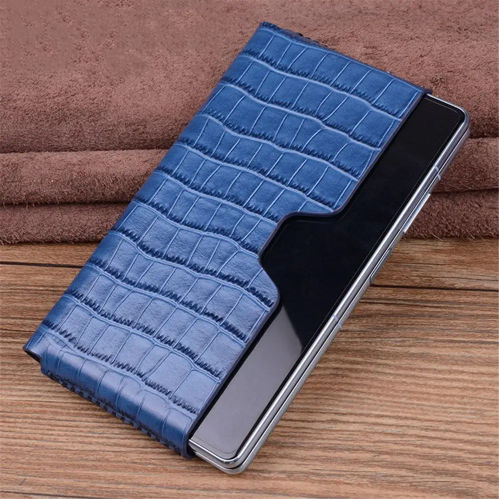 Premium Cowhide Leather Crocodile Case for Huawei Mate X3 Business Full Cover