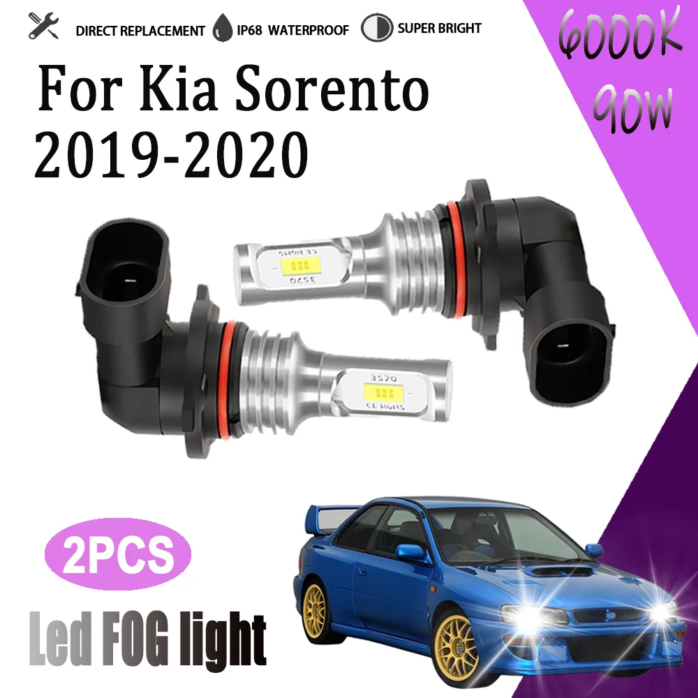 

2PCS 9006 LED 6000K White LED Car Fog Light Blub 12V Small Lights 20000LM Canbus No Error 90W Fog Lamp For Kia Sorento 2019-2020